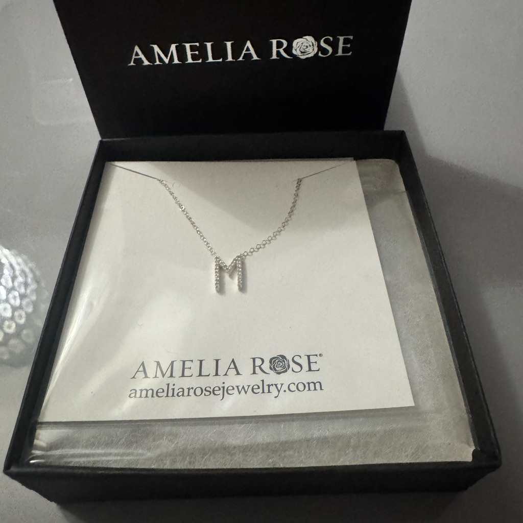 Silver Pave Diamond Initial Necklace